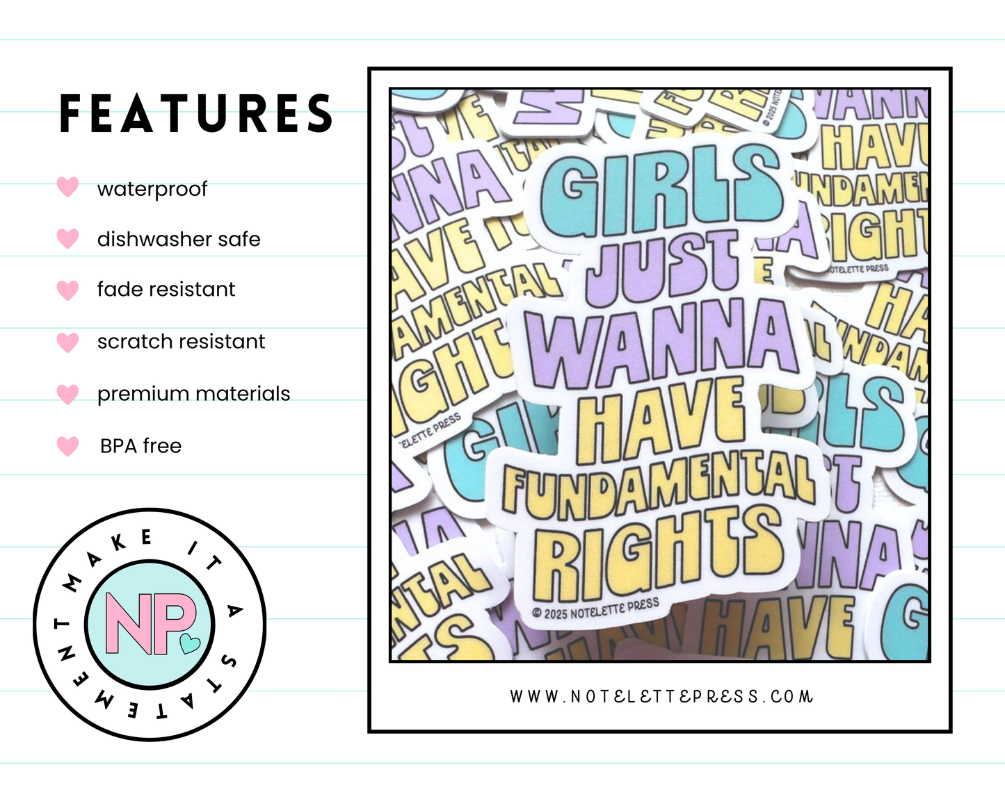 Girls Just Wanna Have Fundamental Rights Sticker