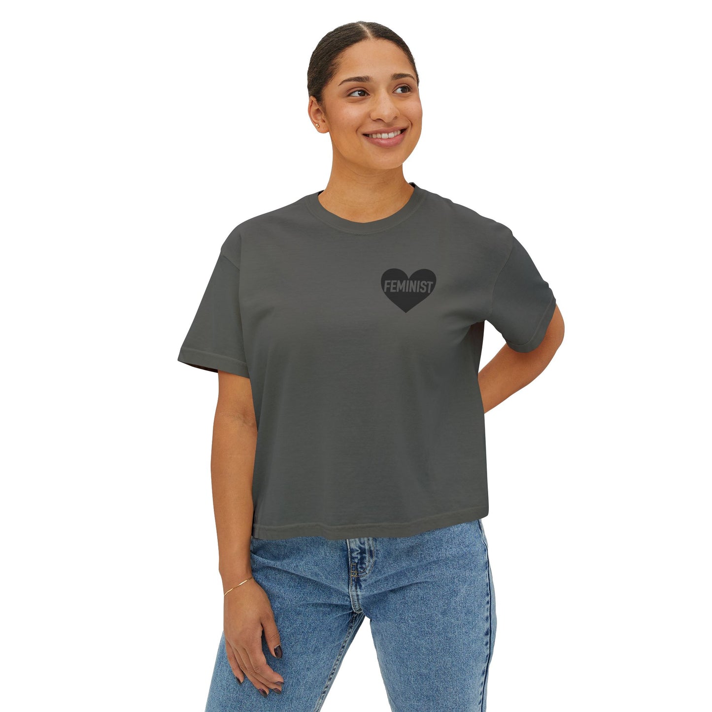 Feminist Heart Boxy Tee - Back Design