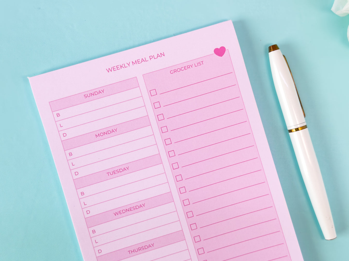 Meal Plan Grocery List Pad