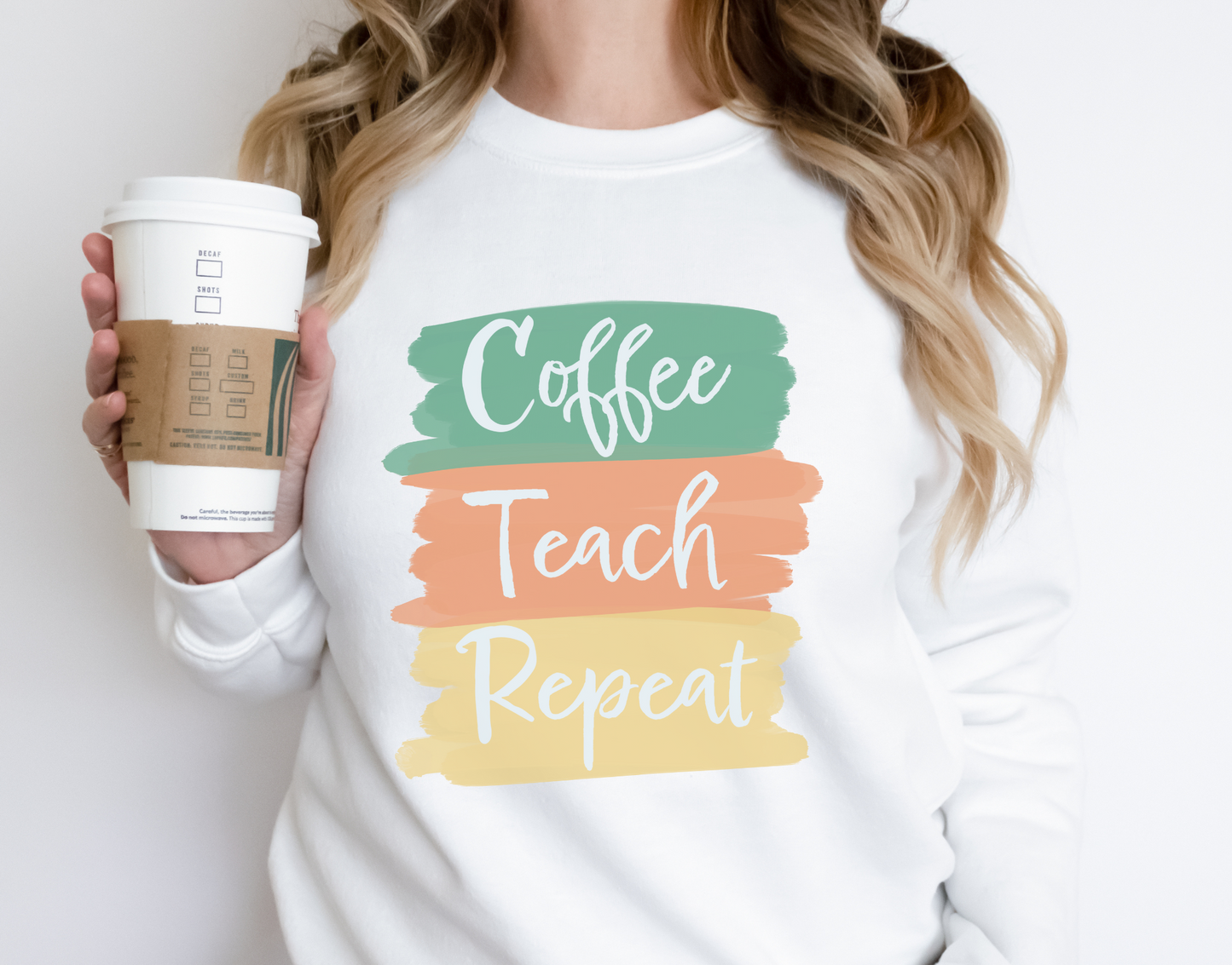 Coffee, Teach, Repeat Crewneck Sweatshirt