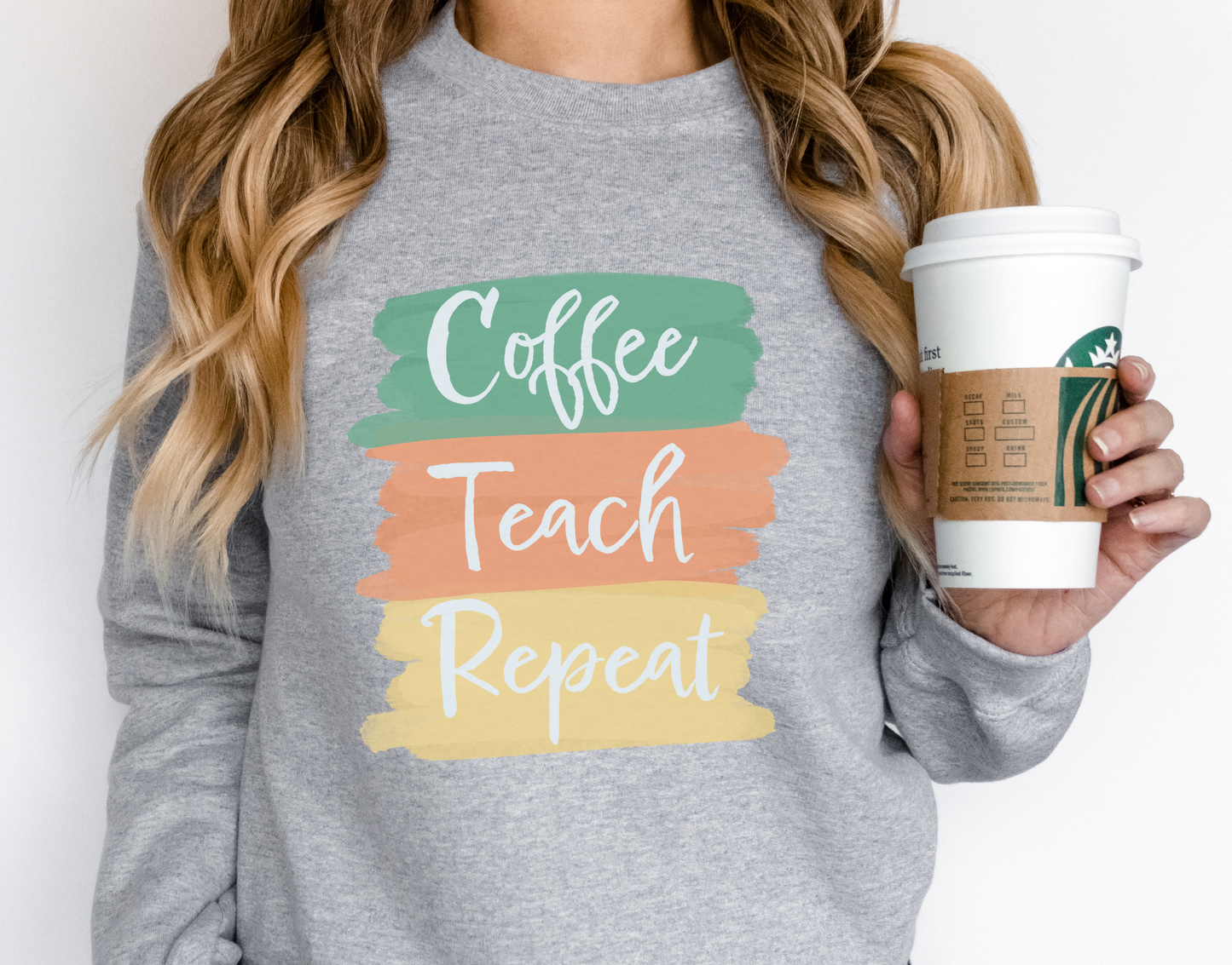 Coffee, Teach, Repeat Crewneck Sweatshirt