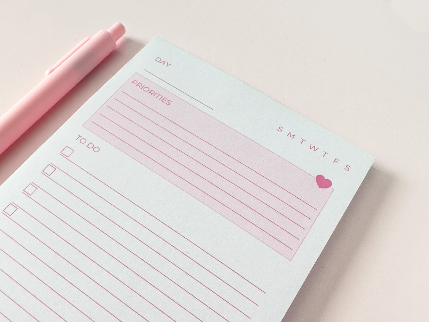Priorities Notepad - Pink