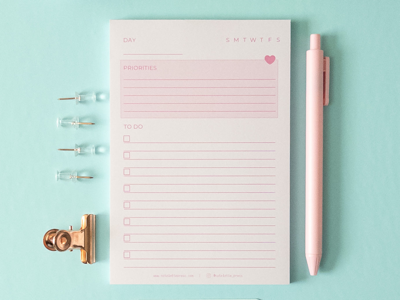 Priorities Notepad - Pink