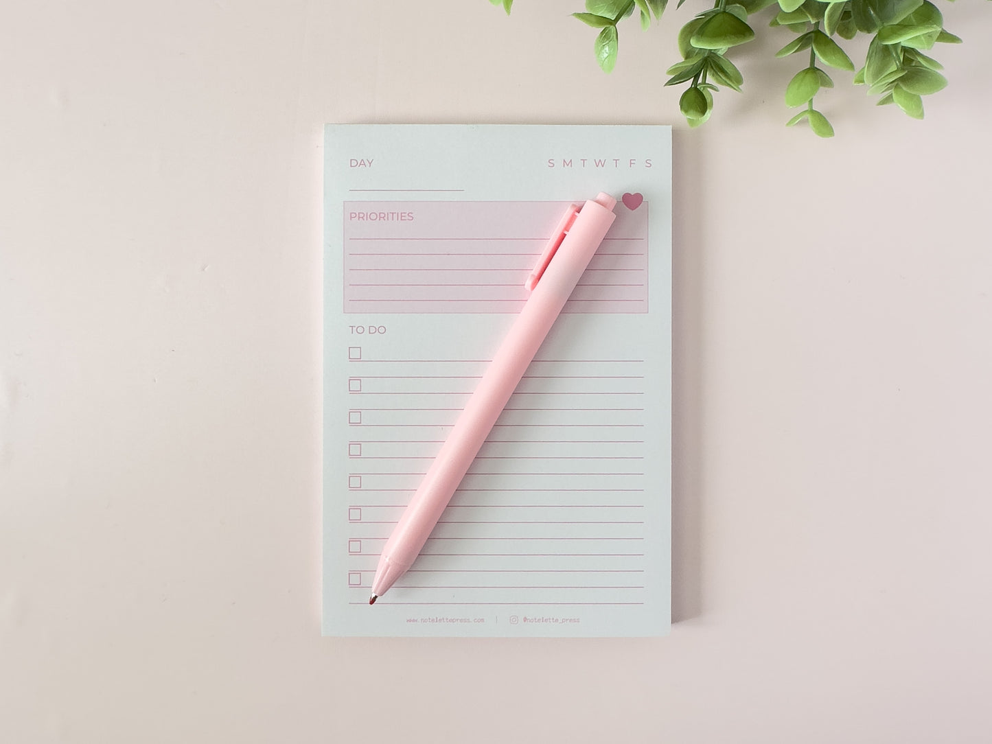Priorities Notepad - Pink
