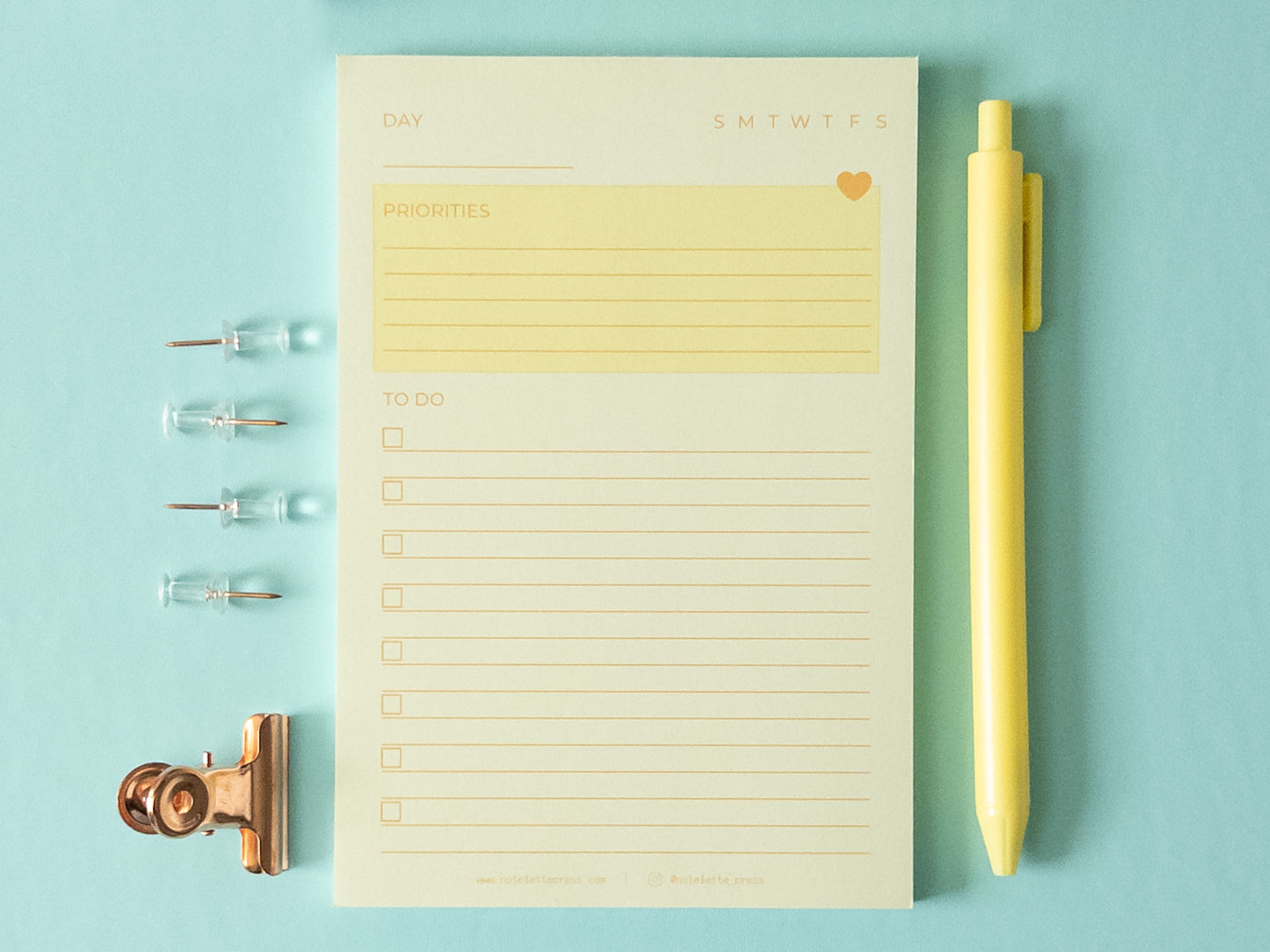 Priorities Notepad - Yellow