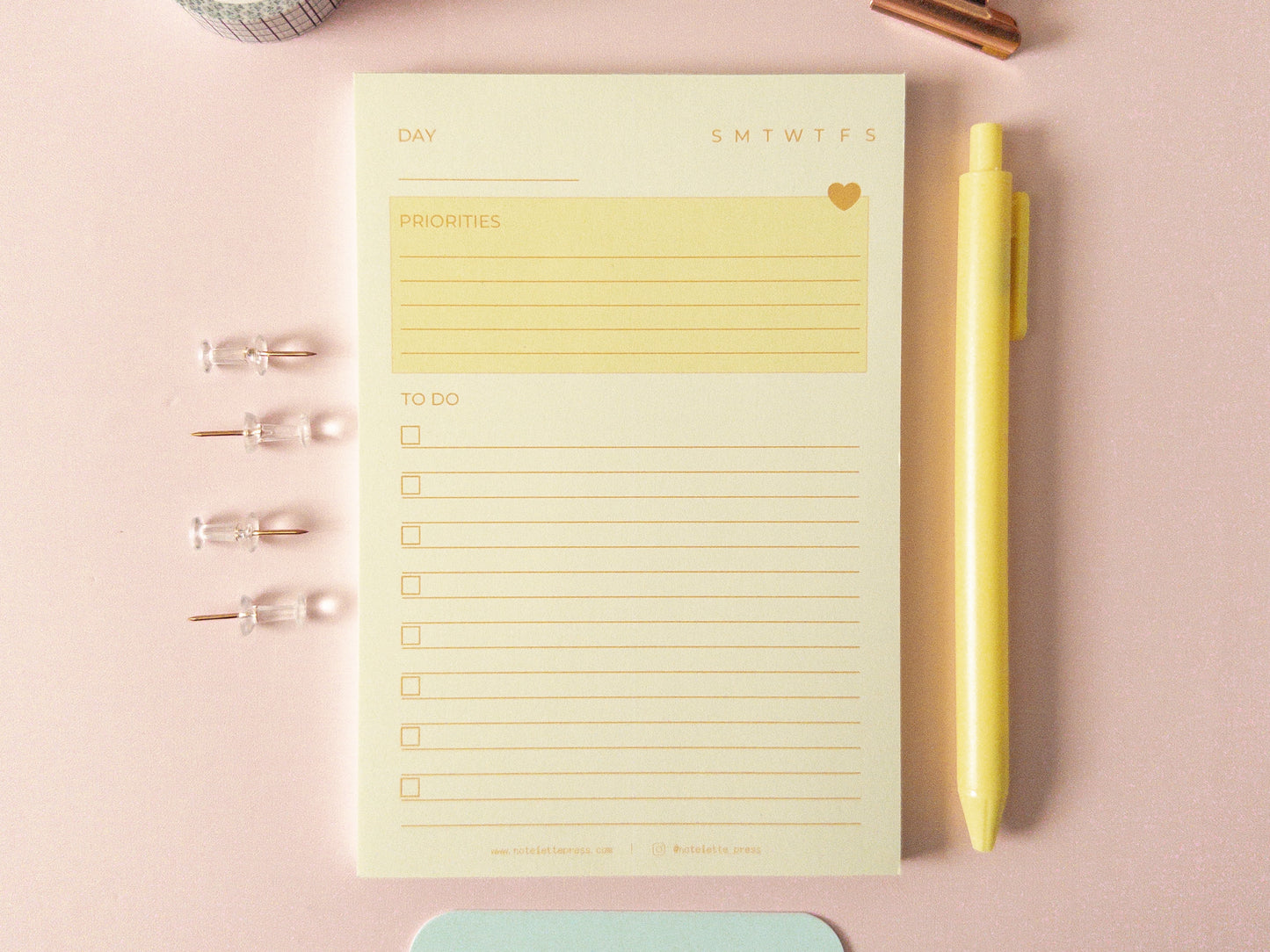 Priorities Notepad - Yellow
