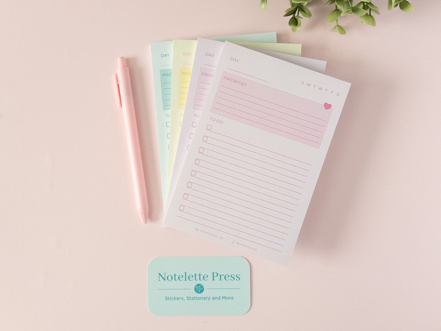 Priorities Notepad - Pink