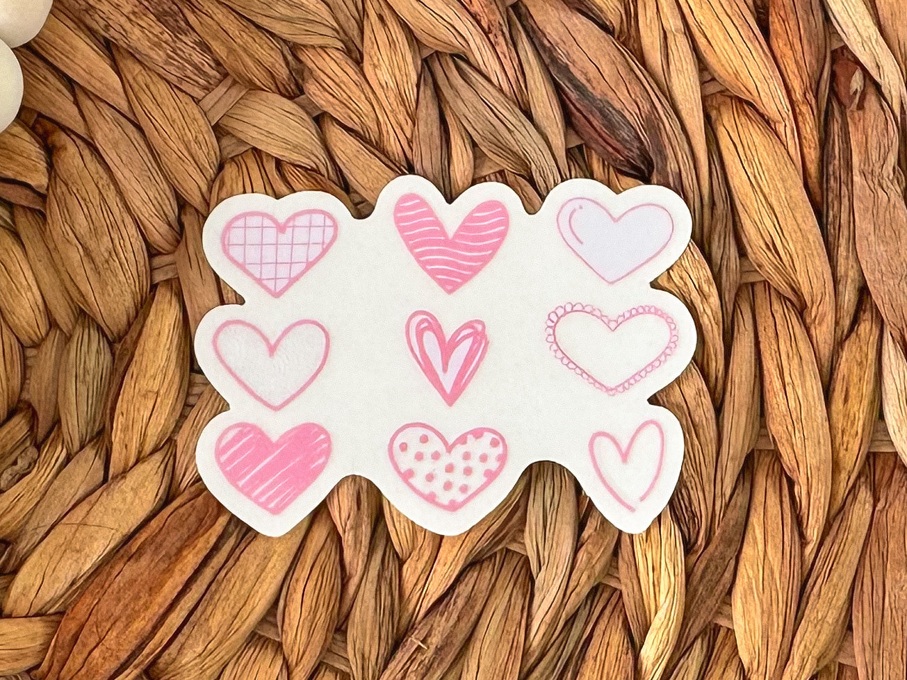 Pink Hearts Clear Sticker
