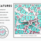 Mint and pink vinyl sticker reads “FDT forever,” short for Freedom, Democracy, Truth; pro democracy decal for laptops and water bottles.