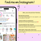 Phone screen showing Instagram profile with promotional text on a pink background