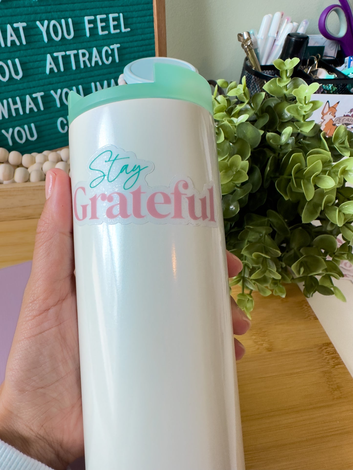 Stay Grateful Clear Sticker