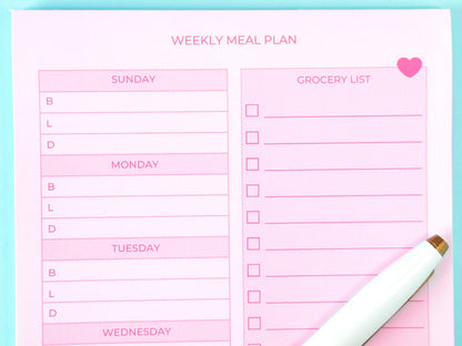 Meal Plan Grocery List Pad