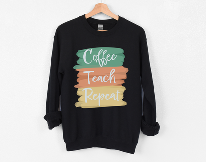 Coffee, Teach, Repeat Crewneck Sweatshirt