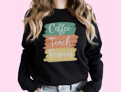Coffee, Teach, Repeat Crewneck Sweatshirt