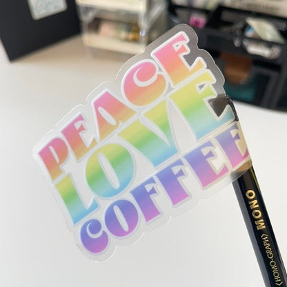 Love Peace Coffee Clear Sticker