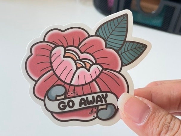 Go Away Flower Sticker