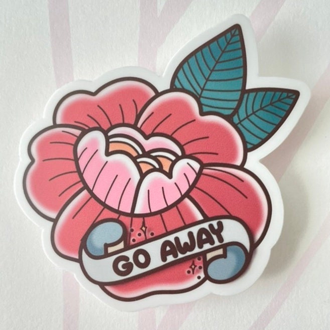 Go Away Flower Sticker