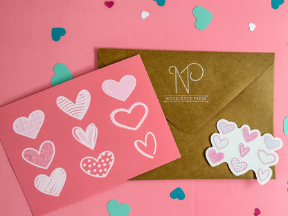 Pink Hearts Clear Sticker