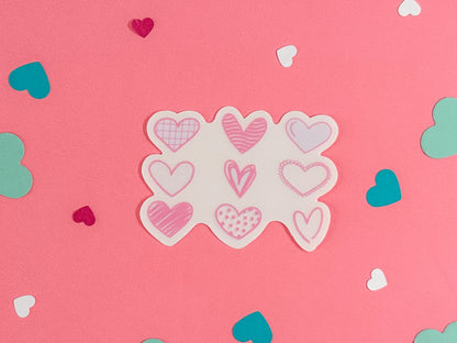 Pink Hearts Clear Sticker