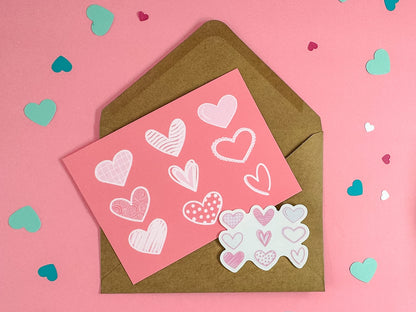 Pink Hearts Clear Sticker