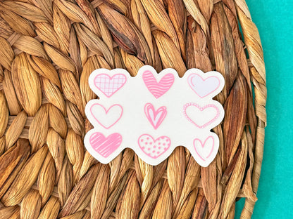 Pink Hearts Clear Sticker