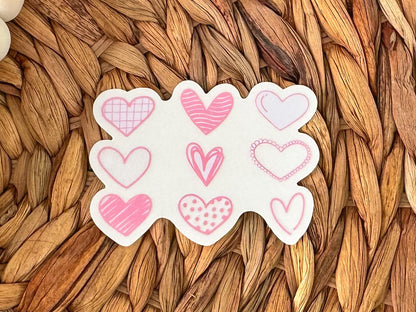 Pink Hearts Clear Sticker